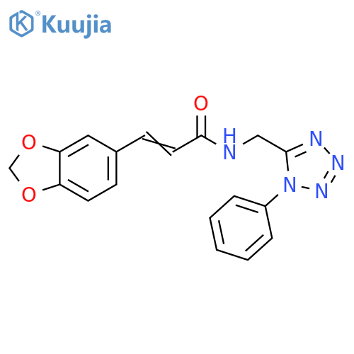 (2Z)-3-(2H-1,3-benzodioxol-5-yl)-N-(1-phenyl-1H-1,2,3,4-tetrazol-5-yl)methylprop-2-enamide structure