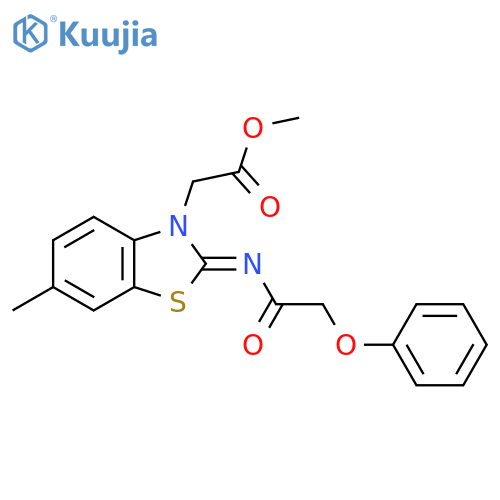 methyl 2-(2Z)-6-methyl-2-(2-phenoxyacetyl)imino-2,3-dihydro-1,3-benzothiazol-3-ylacetate structure