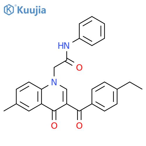 2-3-(4-ethylbenzoyl)-6-methyl-4-oxo-1,4-dihydroquinolin-1-yl-N-phenylacetamide structure