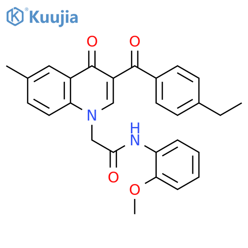 2-3-(4-ethylbenzoyl)-6-methyl-4-oxo-1,4-dihydroquinolin-1-yl-N-(2-methoxyphenyl)acetamide structure