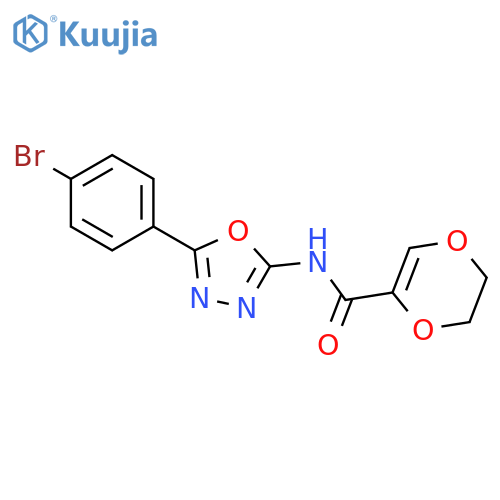 N-5-(4-bromophenyl)-1,3,4-oxadiazol-2-yl-5,6-dihydro-1,4-dioxine-2-carboxamide structure
