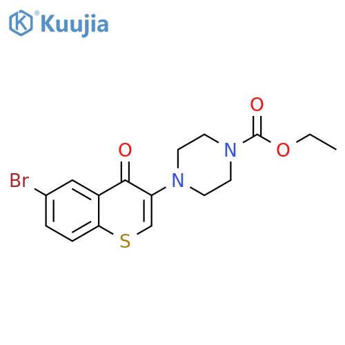 ethyl 4-(6-bromo-4-oxo-4H-thiochromen-3-yl)piperazine-1-carboxylate structure
