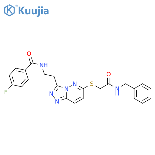 N-2-(6-{(benzylcarbamoyl)methylsulfanyl}-1,2,4triazolo4,3-bpyridazin-3-yl)ethyl-4-fluorobenzamide structure
