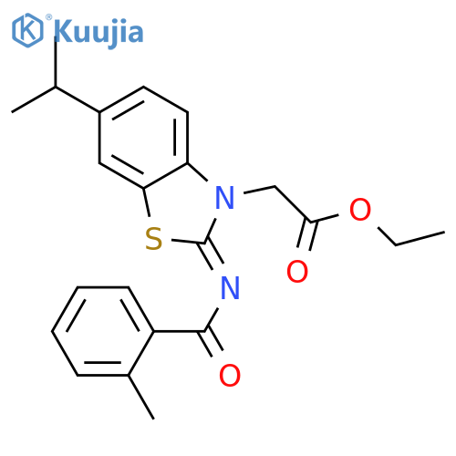 ethyl 2-(2Z)-2-(2-methylbenzoyl)imino-6-(propan-2-yl)-2,3-dihydro-1,3-benzothiazol-3-ylacetate structure