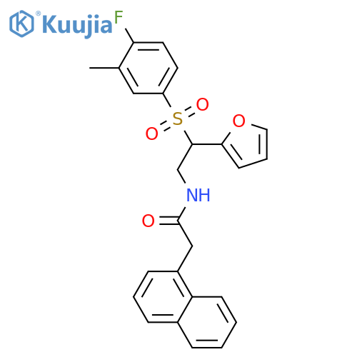 N-2-(4-fluoro-3-methylbenzenesulfonyl)-2-(furan-2-yl)ethyl-2-(naphthalen-1-yl)acetamide structure