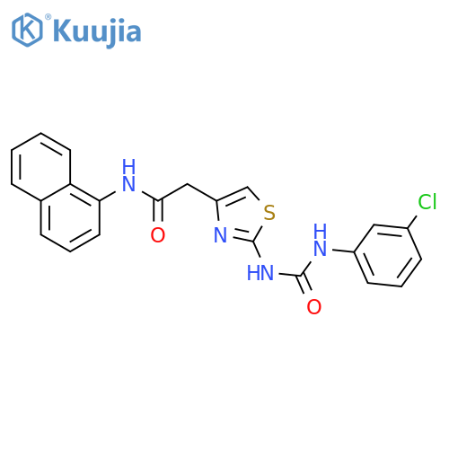 2-(2-{(3-chlorophenyl)carbamoylamino}-1,3-thiazol-4-yl)-N-(naphthalen-1-yl)acetamide structure