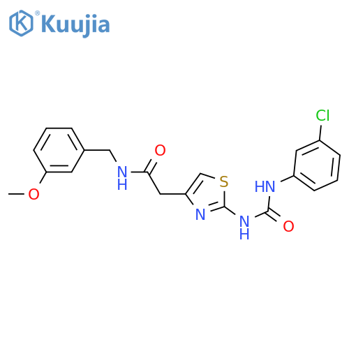 2-(2-{(3-chlorophenyl)carbamoylamino}-1,3-thiazol-4-yl)-N-(3-methoxyphenyl)methylacetamide structure