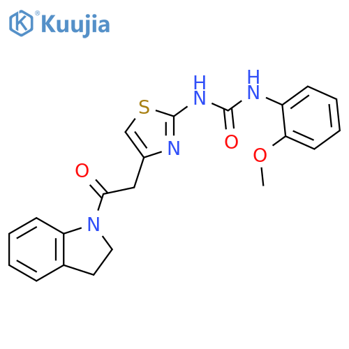3-{4-2-(2,3-dihydro-1H-indol-1-yl)-2-oxoethyl-1,3-thiazol-2-yl}-1-(2-methoxyphenyl)urea structure