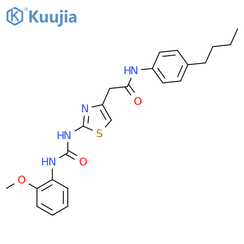 N-(4-butylphenyl)-2-(2-{(2-methoxyphenyl)carbamoylamino}-1,3-thiazol-4-yl)acetamide structure
