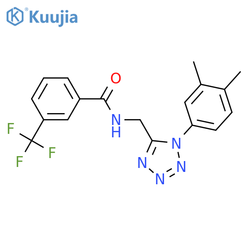 N-{1-(3,4-dimethylphenyl)-1H-1,2,3,4-tetrazol-5-ylmethyl}-3-(trifluoromethyl)benzamide structure