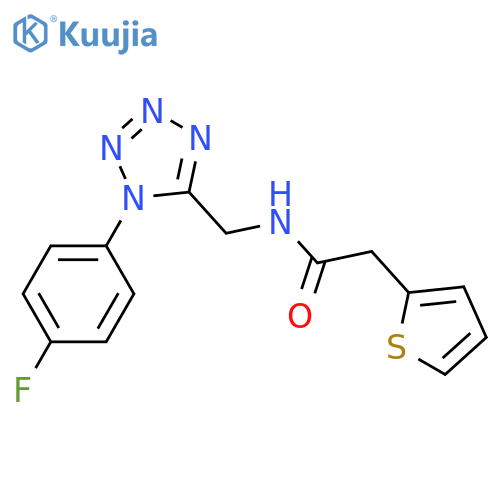 N-{1-(4-fluorophenyl)-1H-1,2,3,4-tetrazol-5-ylmethyl}-2-(thiophen-2-yl)acetamide structure
