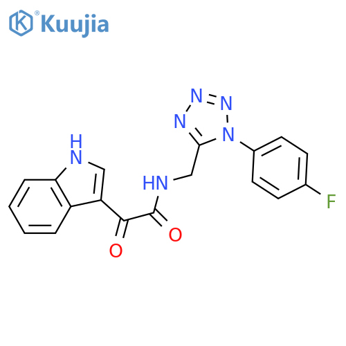 N-{1-(4-fluorophenyl)-1H-1,2,3,4-tetrazol-5-ylmethyl}-2-(1H-indol-3-yl)-2-oxoacetamide structure