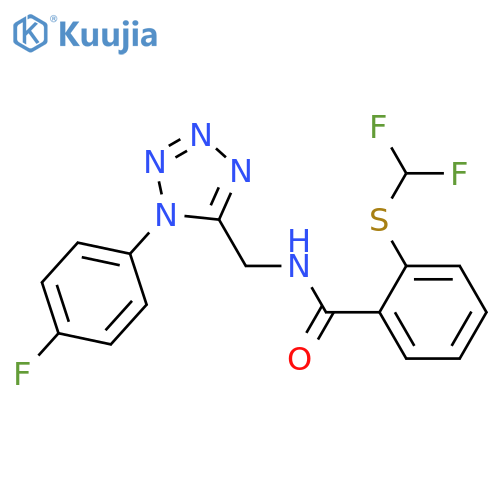 2-(difluoromethyl)sulfanyl-N-{1-(4-fluorophenyl)-1H-1,2,3,4-tetrazol-5-ylmethyl}benzamide structure