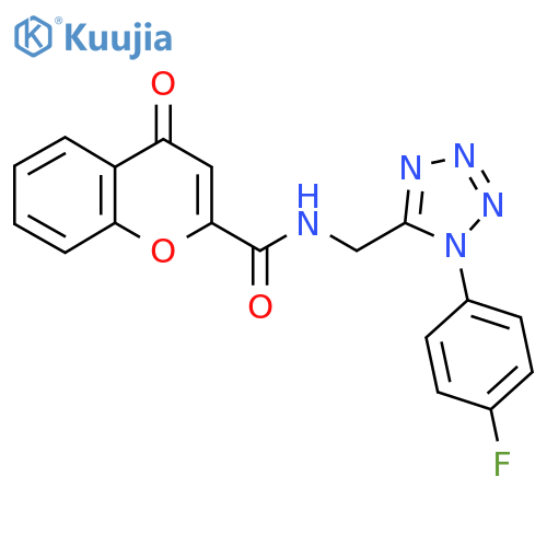 N-{1-(4-fluorophenyl)-1H-1,2,3,4-tetrazol-5-ylmethyl}-4-oxo-4H-chromene-2-carboxamide structure