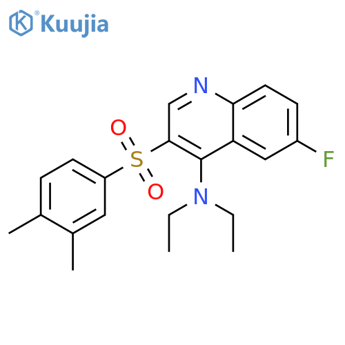 3-(3,4-dimethylbenzenesulfonyl)-N,N-diethyl-6-fluoroquinolin-4-amine structure