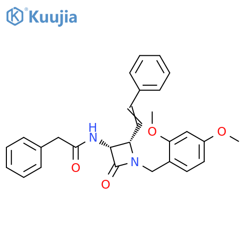 Benzeneacetamide, N-[1-[(2,4-dimethoxyphenyl)methyl]-2-oxo-4-(2-phenylethenyl)-3-azetidinyl]-, cis- (9CI) structure