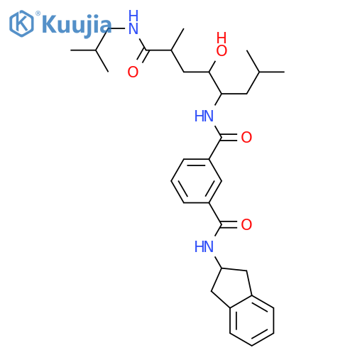 1,3-Benzenedicarboxamide,N-(2,3-dihydro-1H-inden-2-yl)-N'-[(1S,2S,4R)-2-hydroxy-4-methyl-1-(2-methylpropyl)-5-[(2-methylpropyl)amino]-5-oxopentyl]- structure