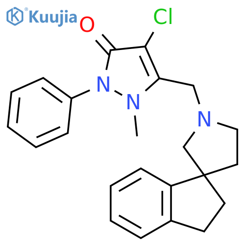 3H-Pyrazol-3-one,4-chloro-5-[(2,3-dihydrospiro[1H-indene-1,3'-pyrrolidin]-1'-yl)methyl]-1,2-dihydro-1-methyl-2-phenyl- structure