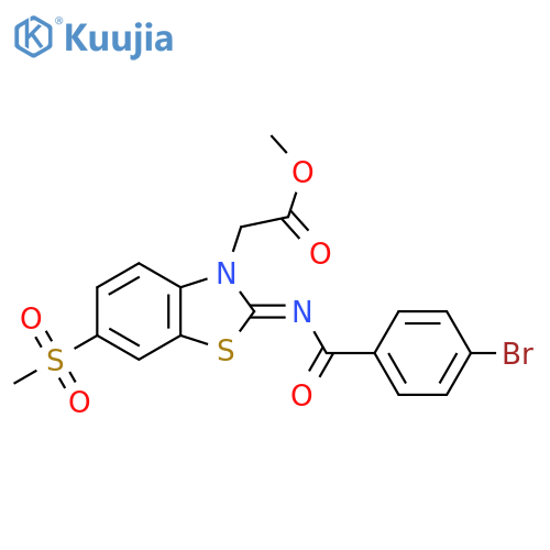 methyl 2-(2Z)-2-(4-bromobenzoyl)imino-6-methanesulfonyl-2,3-dihydro-1,3-benzothiazol-3-ylacetate structure