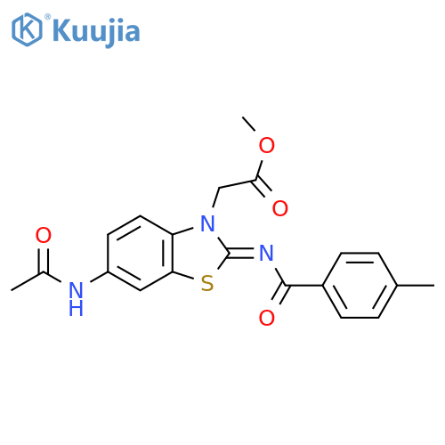 methyl 2-(2Z)-6-acetamido-2-(4-methylbenzoyl)imino-2,3-dihydro-1,3-benzothiazol-3-ylacetate structure