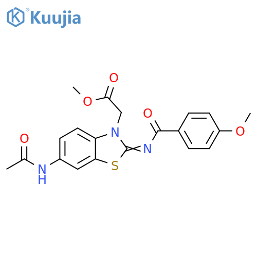 methyl 2-(2Z)-6-acetamido-2-(4-methoxybenzoyl)imino-2,3-dihydro-1,3-benzothiazol-3-ylacetate structure