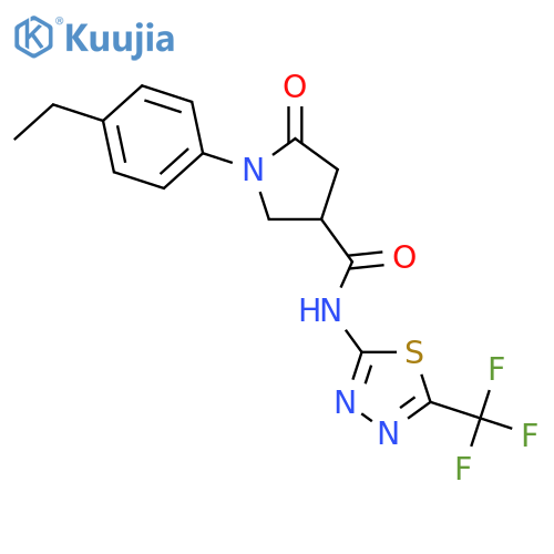<br>1-(4-ethylphenyl)-5-oxo-N-[5-(trifluoromethyl)-1,3,4-thiadiazol-2-yl]-3-pyr rolidinecarboxamide structure