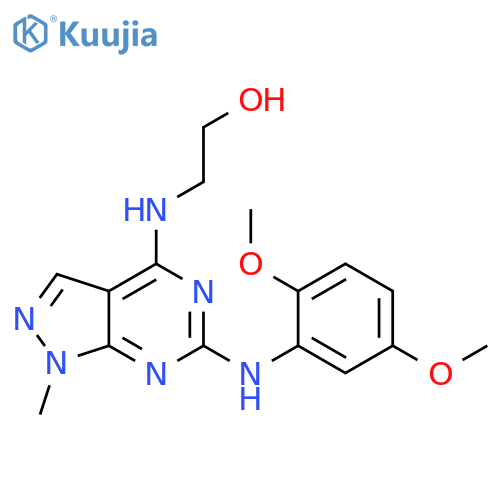 2-({6-(2,5-dimethoxyphenyl)amino-1-methyl-1H-pyrazolo3,4-dpyrimidin-4-yl}amino)ethan-1-ol structure
