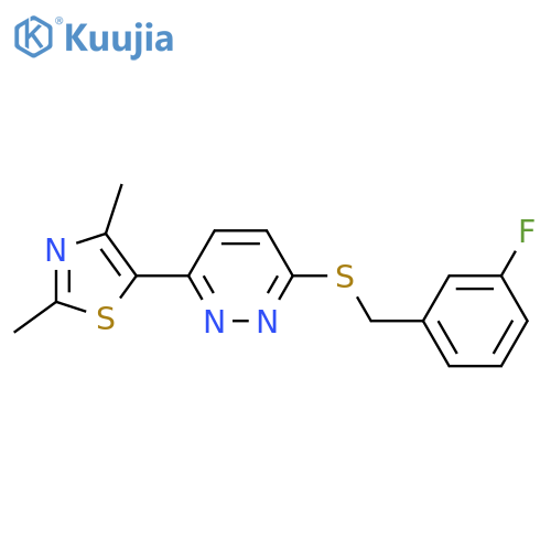 3-(2,4-dimethyl-1,3-thiazol-5-yl)-6-{(3-fluorophenyl)methylsulfanyl}pyridazine structure