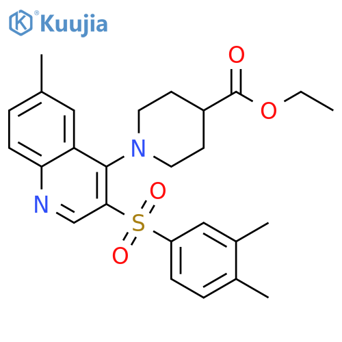 ethyl 1-3-(3,4-dimethylbenzenesulfonyl)-6-methylquinolin-4-ylpiperidine-4-carboxylate structure