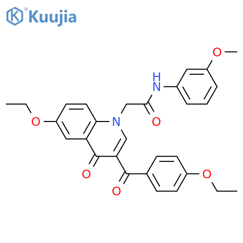 2-6-ethoxy-3-(4-ethoxybenzoyl)-4-oxo-1,4-dihydroquinolin-1-yl-N-(3-methoxyphenyl)acetamide structure
