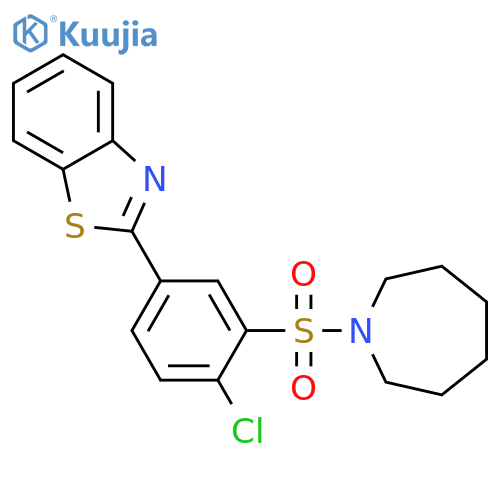 2-3-(azepane-1-sulfonyl)-4-chlorophenyl-1,3-benzothiazole structure