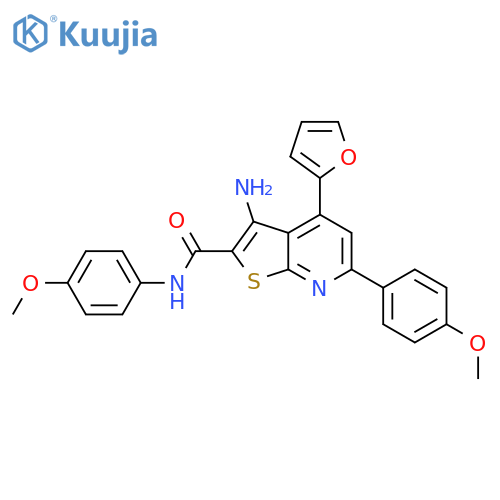 3-amino-4-(furan-2-yl)-N,6-bis(4-methoxyphenyl)thieno2,3-bpyridine-2-carboxamide structure