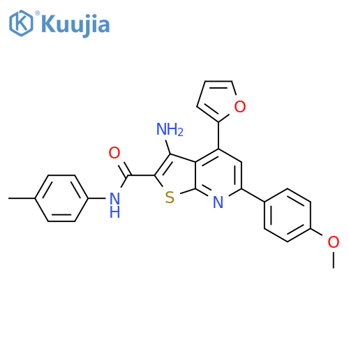 3-amino-4-(furan-2-yl)-6-(4-methoxyphenyl)-N-(4-methylphenyl)thieno2,3-bpyridine-2-carboxamide structure