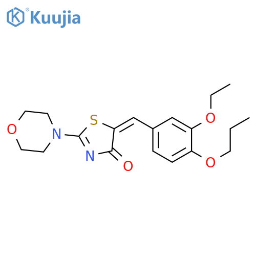 (5E)-5-(3-ethoxy-4-propoxyphenyl)methylidene-2-(morpholin-4-yl)-4,5-dihydro-1,3-thiazol-4-one structure