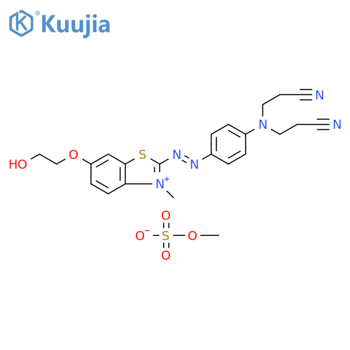 Benzothiazolium,2-[[4-[bis(2-cyanoethyl)amino]phenyl]azo]-6-(2-hydroxyethoxy)-3-methyl-, methyl sulfate (salt) structure