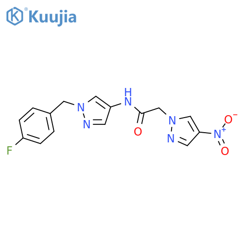 N-[1-(4-Fluoro-benzyl)-1H-pyrazol-4-yl]-2-(4-nitro-pyrazol-1-yl)-acetamide structure