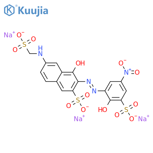 2-Naphthalenesulfonic acid, 4-hydroxy-3-[(2-hydroxy-5-nitro-3- sulfophenyl)azo]-6-[(sulfomethyl)amino]-, trisodium salt structure