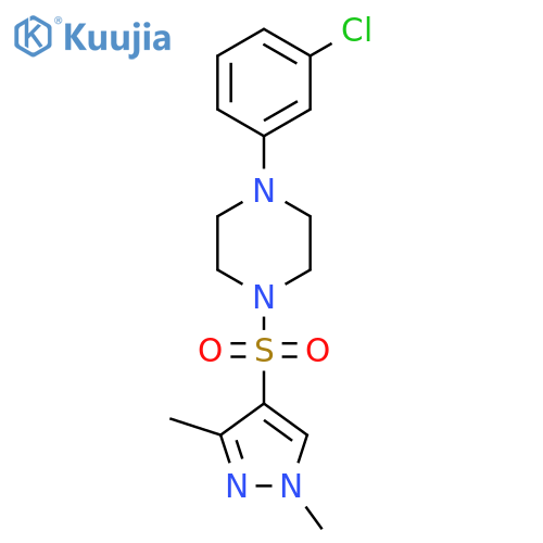1-(3-chlorophenyl)-4-(1,3-dimethyl-1H-pyrazol-4-yl)sulfonylpiperazine structure
