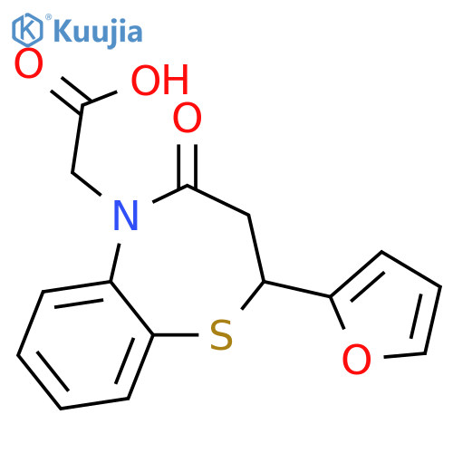 1,5-BENZOTHIAZEPINE-5(2H)-ACETIC ACID, 2-(2-FURANYL)-3,4-DIHYDRO-4-OXO- structure