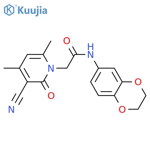 2-(3-cyano-4,6-dimethyl-2-oxo-1,2-dihydropyridin-1-yl)-N-(2,3-dihydro-1,4-benzodioxin-6-yl)acetamide structure
