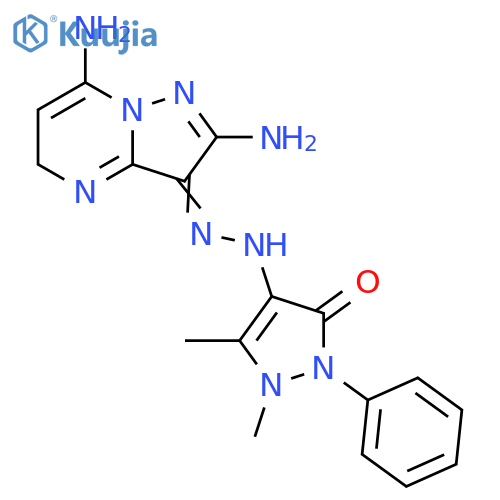 Pyrazolo[1,5-a]pyrimidin-3(5H)-one, 2,7-diamino-,(2,3-dihydro-1,5-dimethyl-3-oxo-2-phenyl-1H-pyrazol-4-yl)hydrazone structure