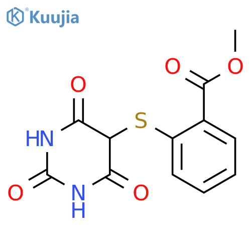 Benzoic acid, 2-[(hexahydro-2,4,6-trioxo-5-pyrimidinyl)thio]-, methyl ester structure