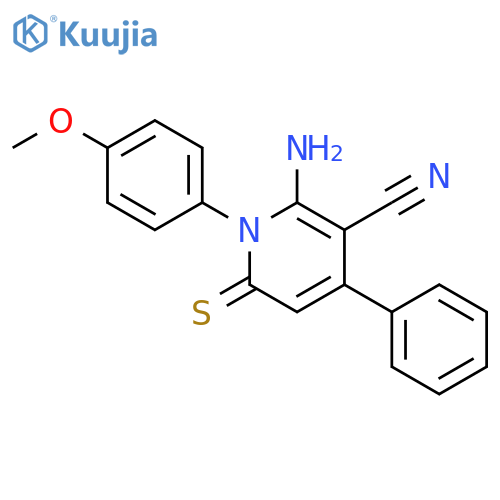 3-Pyridinecarbonitrile, 2-amino-1,6-dihydro-1-(4-methoxyphenyl)-4-phenyl-6-thioxo- structure
