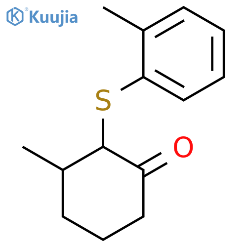 Cyclohexanone, 3-methyl-2-[(2-methylphenyl)thio]- structure