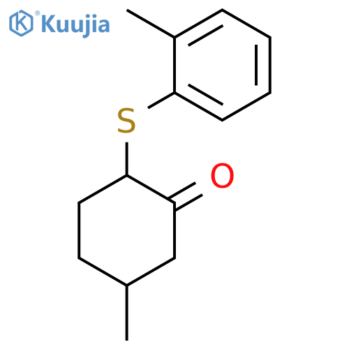 Cyclohexanone, 5-methyl-2-[(2-methylphenyl)thio]- structure
