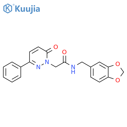 N-(2H-1,3-benzodioxol-5-yl)methyl-2-(6-oxo-3-phenyl-1,6-dihydropyridazin-1-yl)acetamide structure