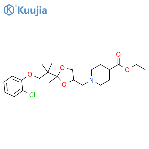 4-Piperidinecarboxylic acid, 1-[[2-[2-(2-chlorophenoxy)-1,1-dimethylethyl]-2-methyl-1,3-dioxolan-4-yl]methyl]-, ethyl ester structure