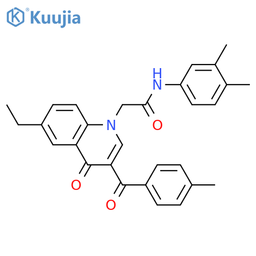 N-(3,4-dimethylphenyl)-2-6-ethyl-3-(4-methylbenzoyl)-4-oxo-1,4-dihydroquinolin-1-ylacetamide structure