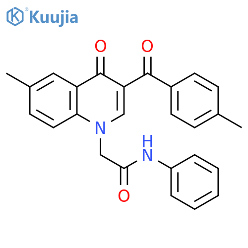 2-6-methyl-3-(4-methylbenzoyl)-4-oxo-1,4-dihydroquinolin-1-yl-N-phenylacetamide structure