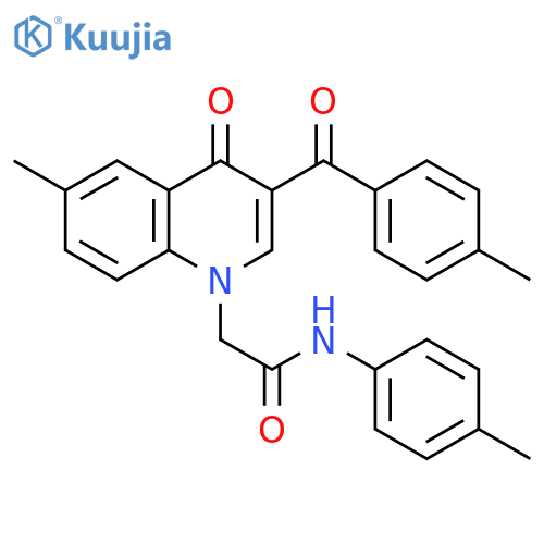 2-6-methyl-3-(4-methylbenzoyl)-4-oxo-1,4-dihydroquinolin-1-yl-N-(4-methylphenyl)acetamide structure